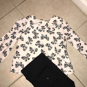 Janie and Jack Baby Pink Bow JJ Holiday top